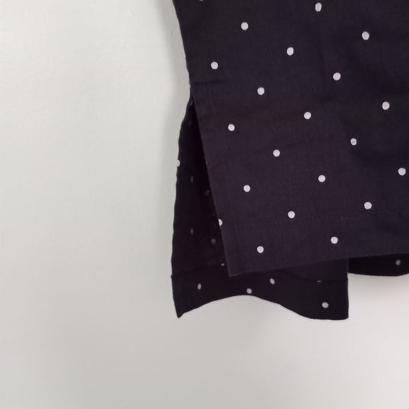 Ellen Tracy Blue Polka Dot Linen Top - Sz M - Picture 5 of 7